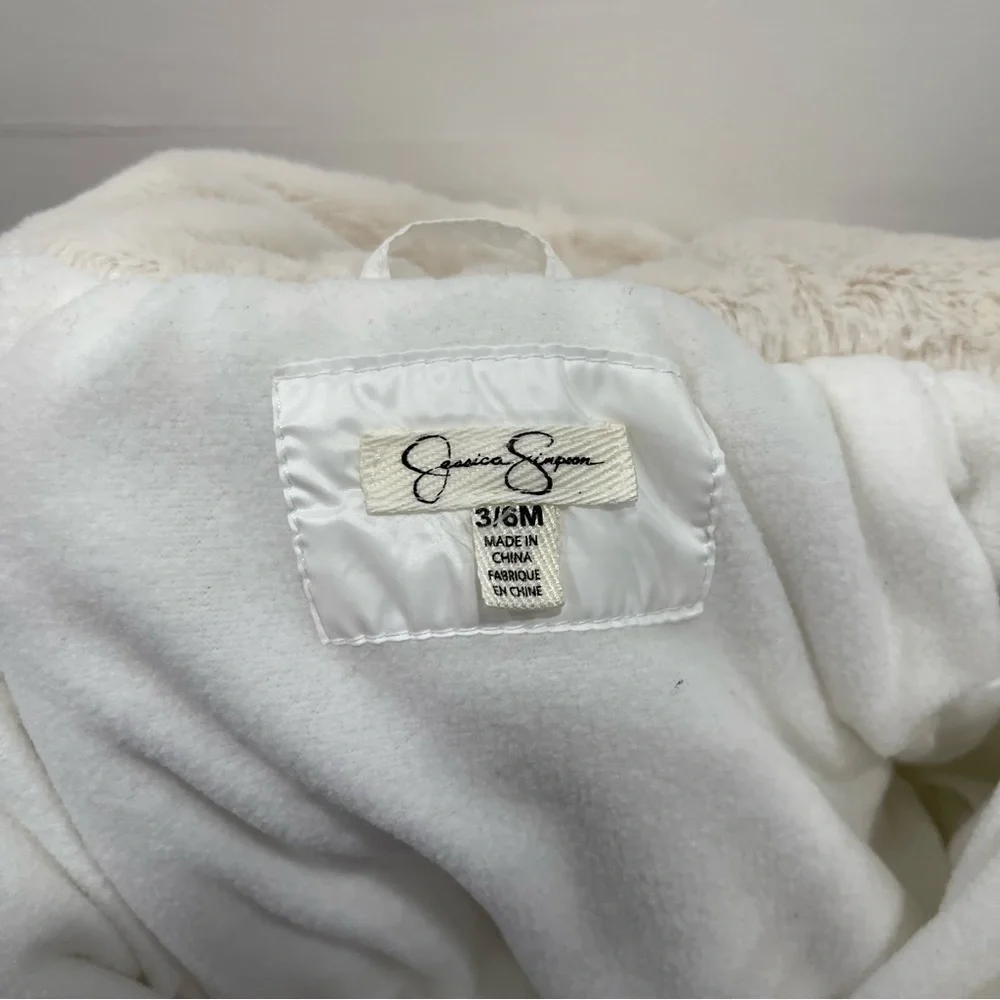 Jessica Simpson Faux Fur Peplum Puffer Hooded Snow Suit White 3/6 Months